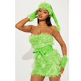 thumbnail image 3 of Vestido de Navidad sexy y peludo para mujer, disfraz de monstruo peludo verde de Papá Noel para Halloween para adultos, 3 of 5