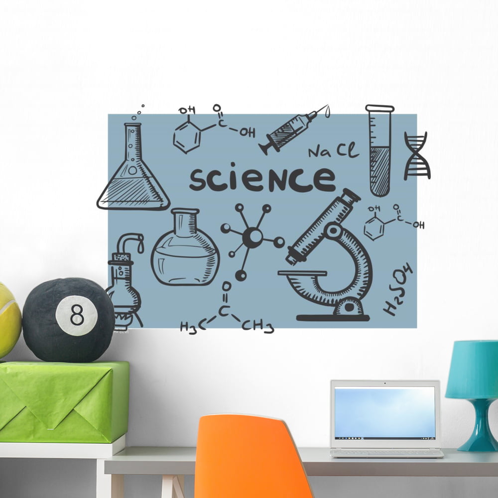 Chalkboard With Chemistry Notes Illustration Wallpaper, Chemistry Lab  Design Wallpaper, Science Themed Peel and Stick Wall Mural