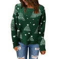 thumbnail image 1 of Chandail de Noël pour Femmes Col Rond Mode Chandail Mi-Long Blouse Ample Imprimé Graphique Tricot Torsadé Cardigan Doux Manches Longues Vêtement Chaud, 1 of 7