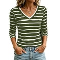thumbnail image 2 of Neewe 3/4 Length Striped Sleeve Womens Tops Dressy V Neck Collared Shirts Trendy Business Casual Work Blouses Daily Outfits 2026, 2 of 7