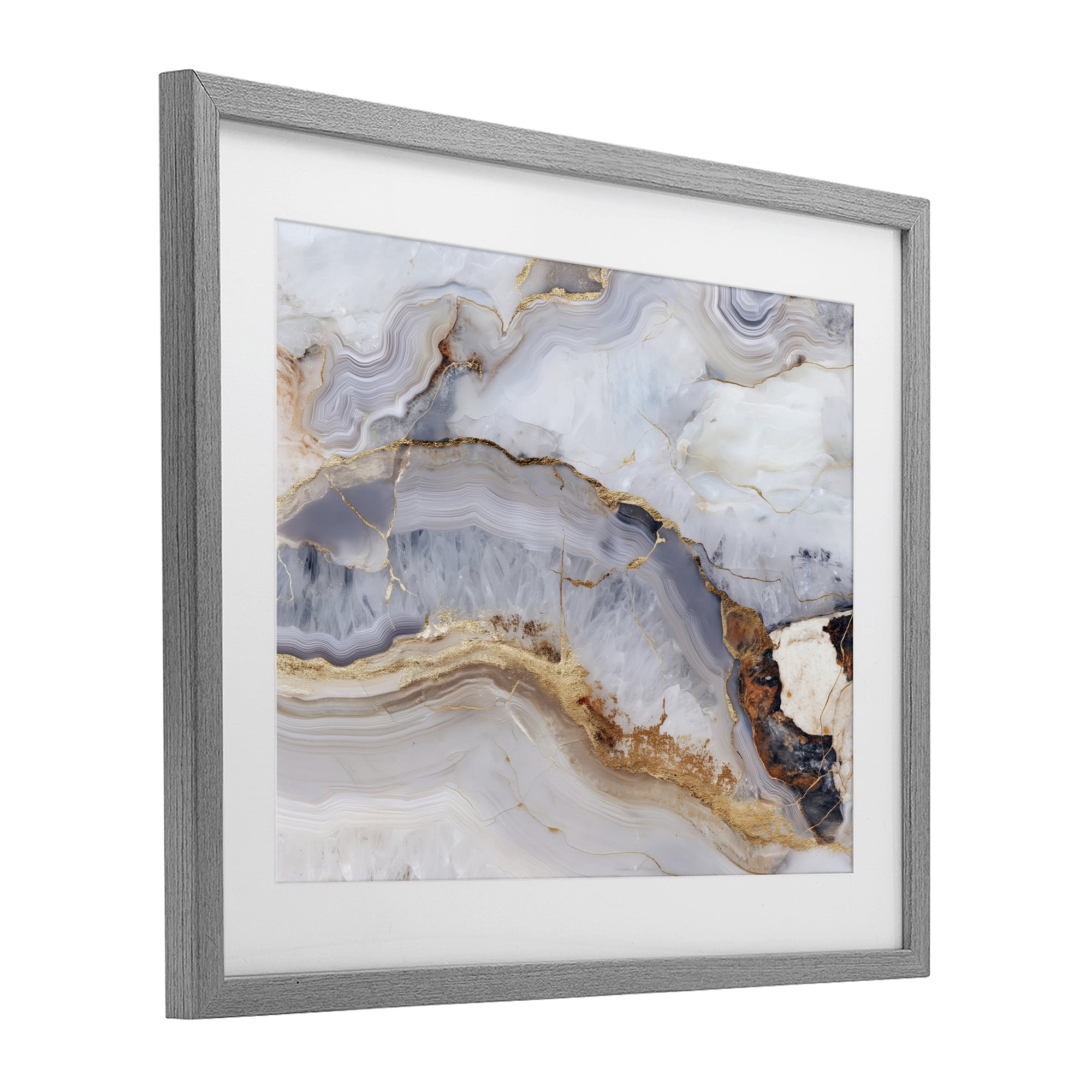 Stupell Industries Marbled Gold Stone Gray Framed Print Under Glass, design by Svetlana Aleynikova