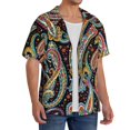 thumbnail image 2 of Fuzoiu Watercolor Romantic Paisley Print Men's Casual Short,Men's Short Sleeve Shirt,Mens Casual Button Down Shirts,Cuban Collar Summer Shirt for Beach, Vacation, and Outdoor Activities-3X-Large, 2 of 5