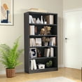 thumbnail image 3 of MAYEERTY Gray 5-Shelf Modern Wood Bookcase, 60" Tall, for Bedroom, Living Room, and Manga Library, 3 of 7