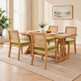 thumbnail image 2 of PORKISS Rattan Dining Chairs Set of 4, Farmhouse Olive Green Kitchen Chairs with Cane Back, Upholstered Dining Room Chairs with Solid Wood Frame, Side Chairs for Kitchen, Dining Room, 2 of 10