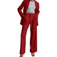 thumbnail image 3 of Women Suits 2 Piece Set Business Casual Dressy Oversized Blazer Jacket and Wide Leg Dress Pantsuits Formal Outfits Red L, 3 of 9