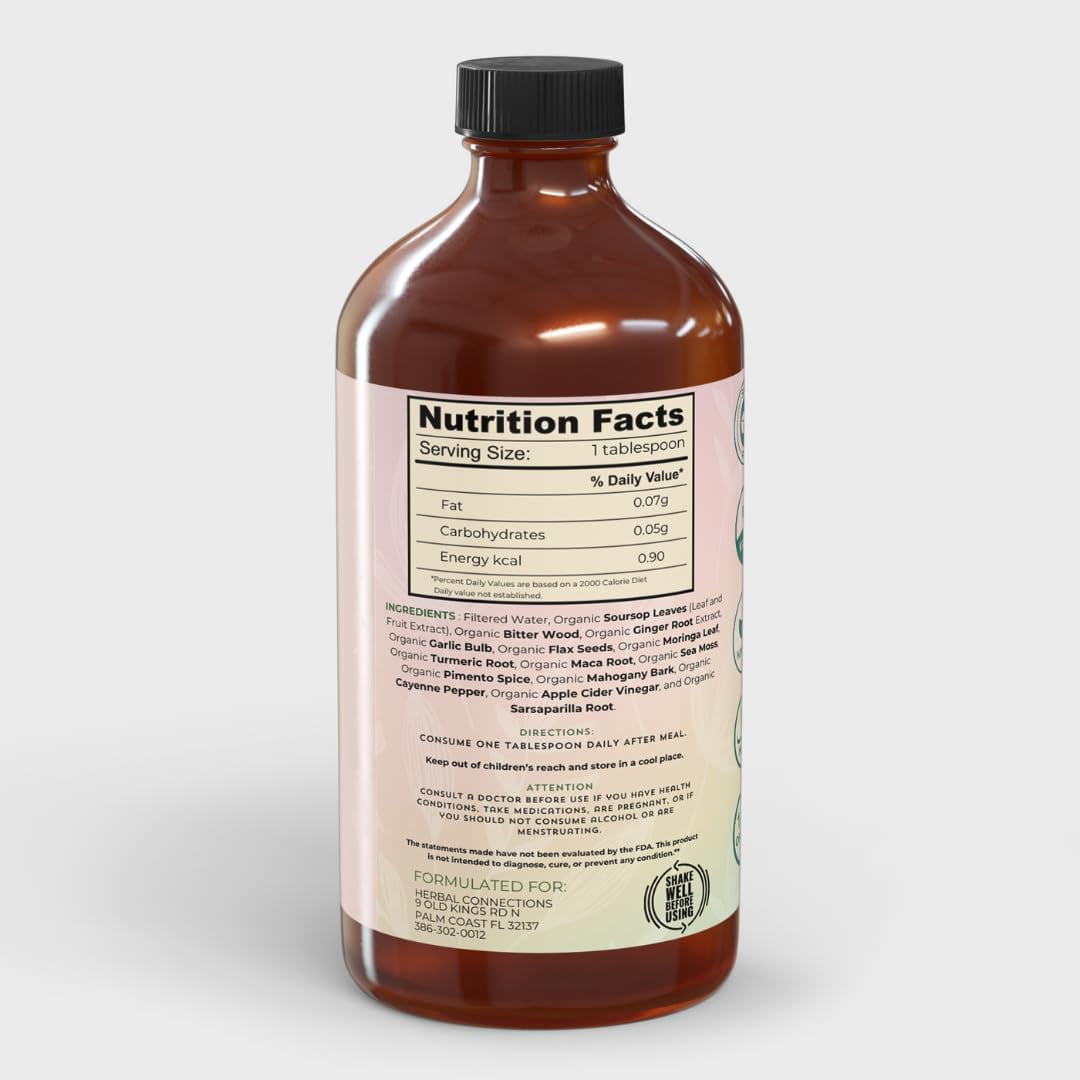 Herbal Connections Organic Soursop Bitters - 32 Ounces, Vegan, Organic and Non-GMO