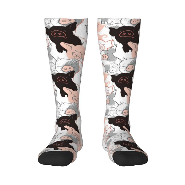 Fotbe Pigs Calcetas Divertidas Estampadas para Hombre y Mujer, Calcetas de Algodón hasta la Rodilla para Caminar, Correr, Enfermería y Embarazo