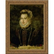 Portrait of Queen Elisabeth of Spain 24x20 Gold Ornate Wood Framed Canvas Art by Sofonisba Anguissola