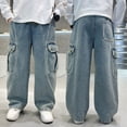 thumbnail image 7 of Chiccall Casual Wide Leg Boy Girl Cargo Pants Fashion Cool Loose Elastic Waist Athletic Workwear Pants Multi Pockets HipHop JazzDance Daily Trendy Jean Pants Kids Teens, 7 of 7