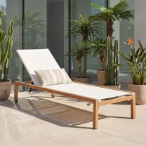 EVERITE Outdoor Metal Chaise Lounge,Teak Color