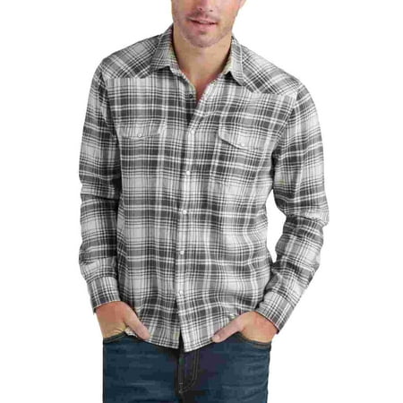 Lucky Brand Men's Santa Fe Plaid Snap Shirt Grey Size X-Large