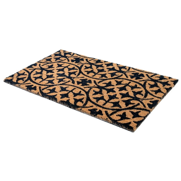 Fab Habitat Non Slip Doormat - Durable Thin - Natural Coir & Rubber - Entryway Front Door Porch Patio - Blue Tile Dark Blue (18"" x 30"" Non-Slip)