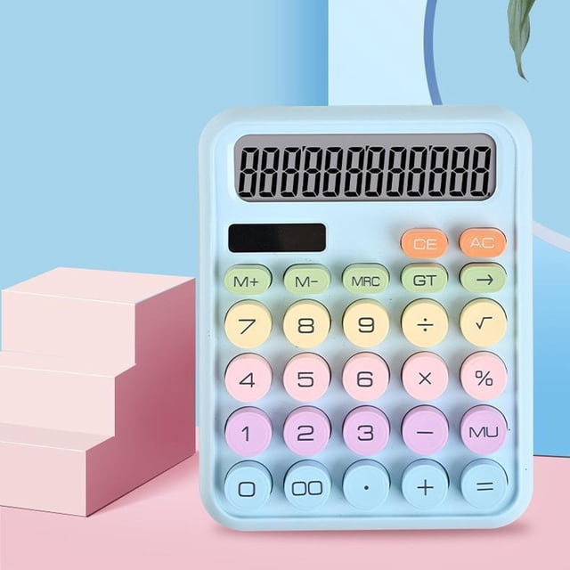 Vwrxbz Solar Calculator Mechanical Key 12-Digit, Scientific Computer with Dual Power Portable for Office