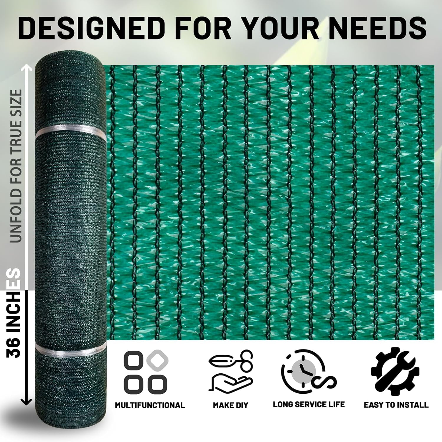 LOVE STORY 70% Shade Cloth Roll 5'10" x 100' Screen Cover for Garden Greenhouse Patio Canopy, Dark Green