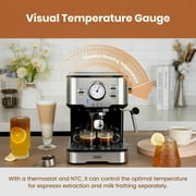 GEVI 20 Bar Stainless Steel Espresso Machine with Milk Frother Wand and Dual Temperature Control, GECME403L-U
