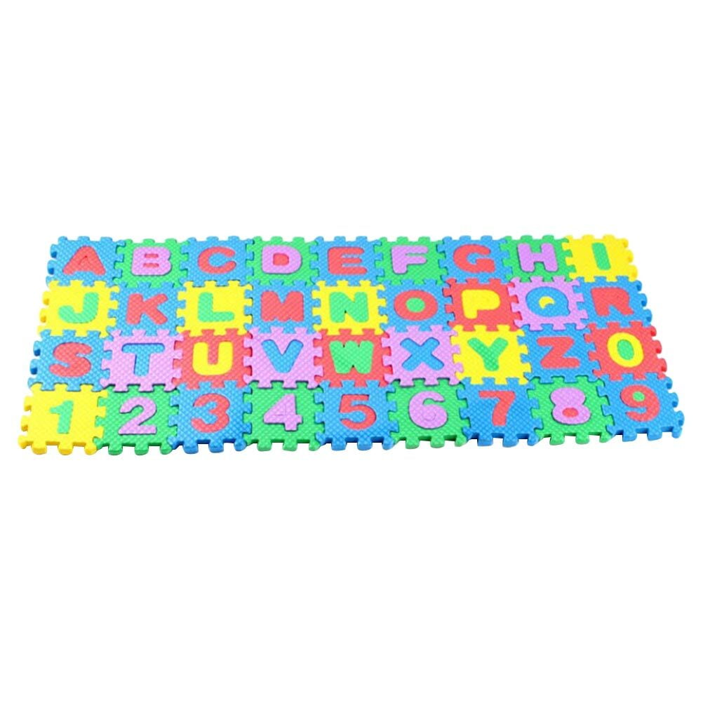 Hemoton 144pcs/4 Set Number Alphabet Mat Puzzle Floor Mat Carpet
