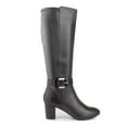 thumbnail image 3 of KAREN SCOTT Womens Black Mixed Media Buckle Accent Cushioned Isabell Almond Toe Block Heel Zip-Up Dress Boots 7.5 M, 3 of 4