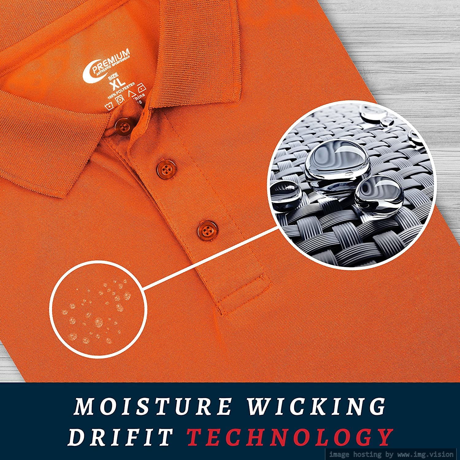 premium mens high moisture wicking polo t shirts
