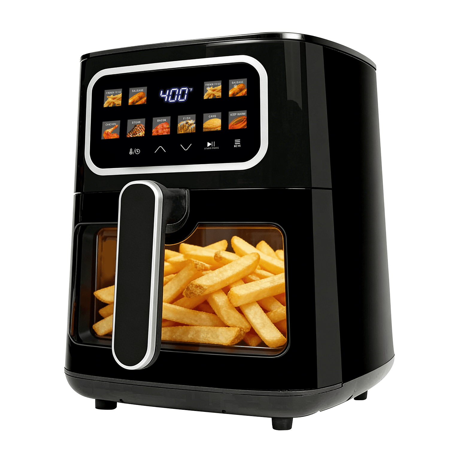 MIRASTON 5QT Digital Air Fryer with Viewing Window, 10 One-Touch Presets for Fresh & Frozen Foods, Easy Clean, Compact Size for 3-4 People, Black