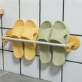 thumbnail image 1 of Porta Zapatillas de Baño de Pared, Organizador de Zapatos Sin Taladro, Soporte de Almacenamiento de Plástico que Ahorra Espacio para Baño o Ducha, 46.5x7.5cm, Blanco/Amarillo/Azul, 1 of 6