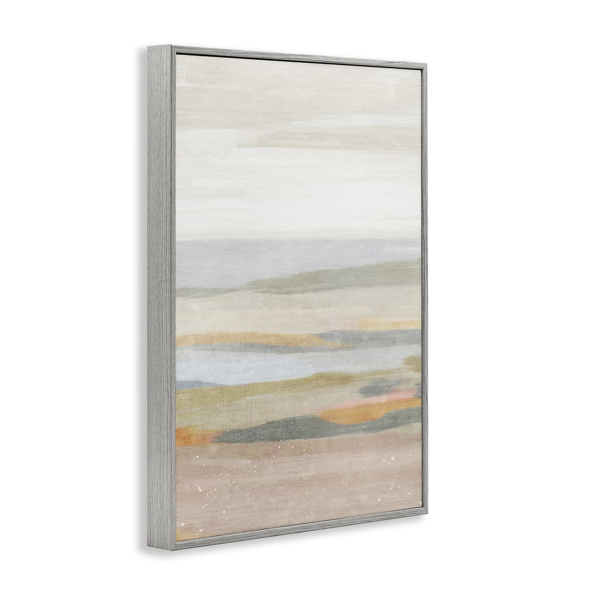 Stupell Industries Calming Neutral Beach Coastal Painting Gray Framed Art Print Wall Art, 20 x 30