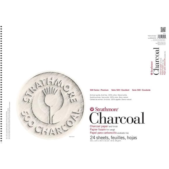 Strathmore ST560-3 18 in. x 24 in. White 500 Series Wire Bound Charcoal Paper - 24 Sheets