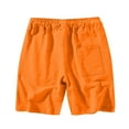 thumbnail image 4 of YLSDY Men Lightweight Workout Cotton Shorts Casual Soft Elastic Waist Athletic Shorts Cargo Short Pants for Gym Basketball Running Orange L, 4 of 6