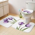 thumbnail image 2 of Purple Tulip Bath Mat 3 Piece Bathroom Rug Set, Aesthetic&nbsp;Pastoral Flower Floral Spring Non Slip Bath Rug Contour Mat and Toilet Lid Cover, Absorbent Shower Mats Soft Bath Rugs and Mats Sets, 2 of 8
