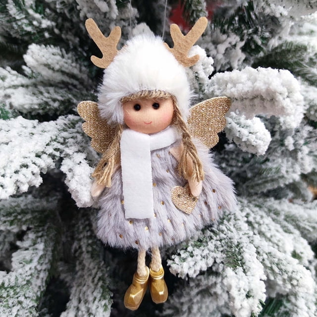 Xihbxyly Ángel Navideño, Adorno Colgante de Madera Artesanal, Diseño de Postura Sentada, Decoración para Árbol Festivo, Regalo Elegante, Decoración para Fiestas, 19 X 6 Cm, Juego de 3