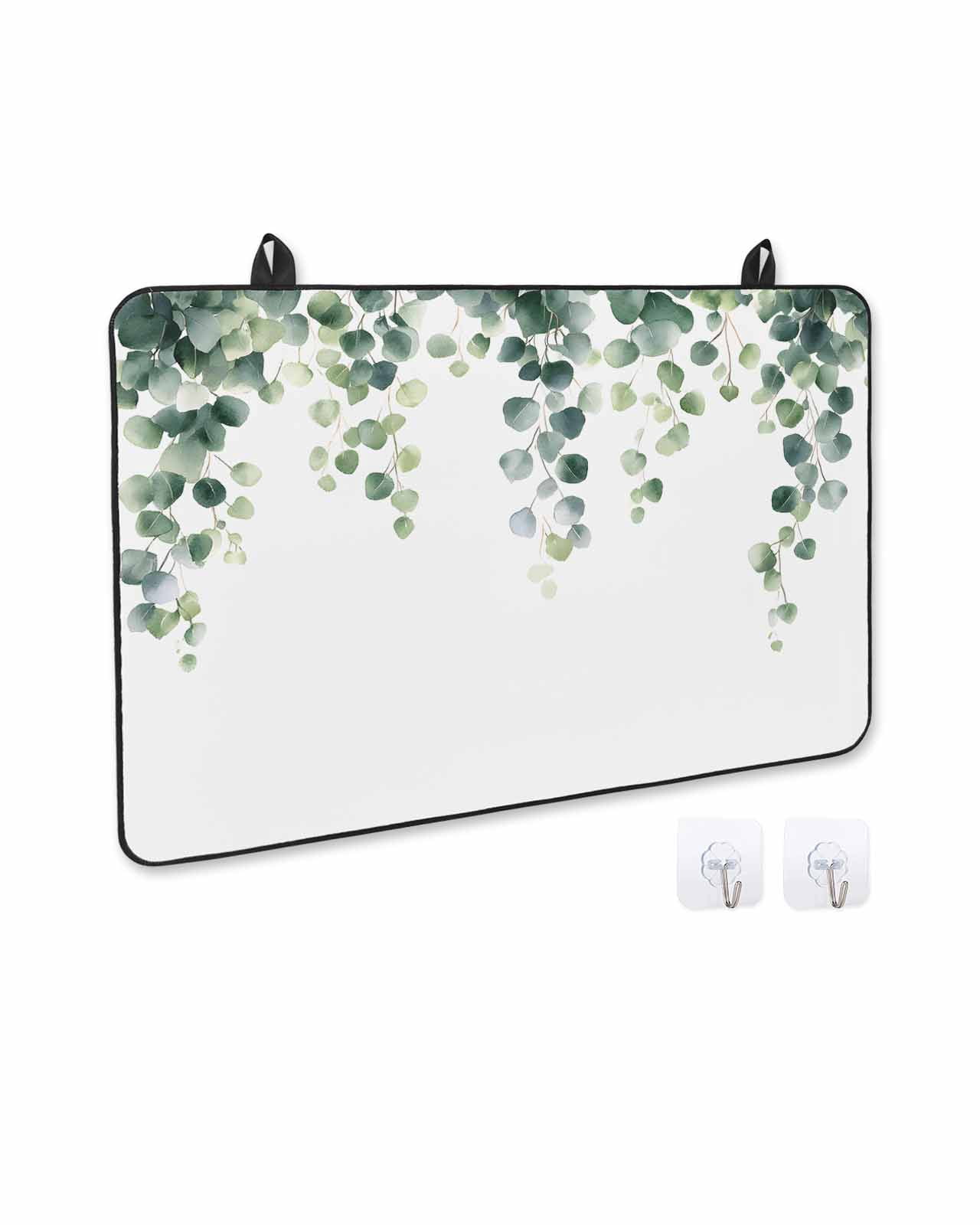 nqOlkjepod Large Induction Cooktop Protector Mat 36"x21", Green Leaves Stove Top Covers for Electric Stove, Watercolor Spring Eucalyptus Branches Stove Burner Cover Mats, Glass Top Stove Cover