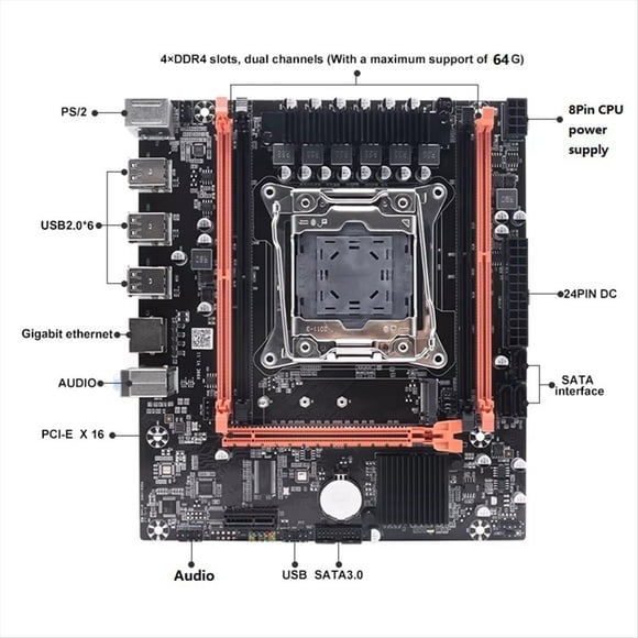 Placa Base X99E + CPU E5 2673 V3 + Soporte de Grasa Térmica 4 RAM DDR4 RECC Tarjeta LAN Gigabit PCIEX16 NVMe Placa Base de Escritorio