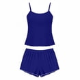 thumbnail image 4 of GUACER Two Piece Pajama Set for Women Ribbed Knit Cami Top and Shorts with Cute Lettuce Trim Summer Loungewear PJs, 4 of 6