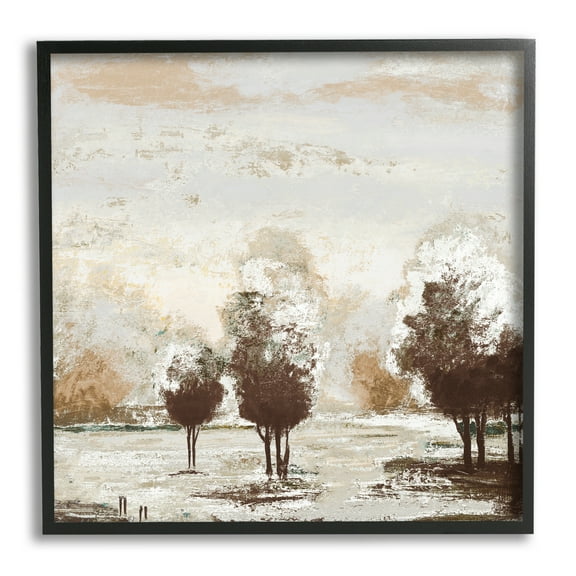 Stupell Distressed Nature Tree Collage Landscape Painting Black Framed Art Print Wall Art