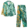 thumbnail image 3 of Yuyamidu Green Marble Print Button Pajama Set of 2 Men's Long Sleeve Night Shirt and Long Pants with Pockets Size 2XL Comfy V Neck Loungewear for Athletic Sleep Jogger, 3 of 6