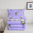 thumbnail image 5 of Feelyou Kawaii Skeleton Full Size Comforter Sets, Cute Gothic Cartoon Bedding Comforter Set, Lavender, Halloween Reversible, 3-Piece, 1 Comforter and 2 Pillowcases, 5 of 7