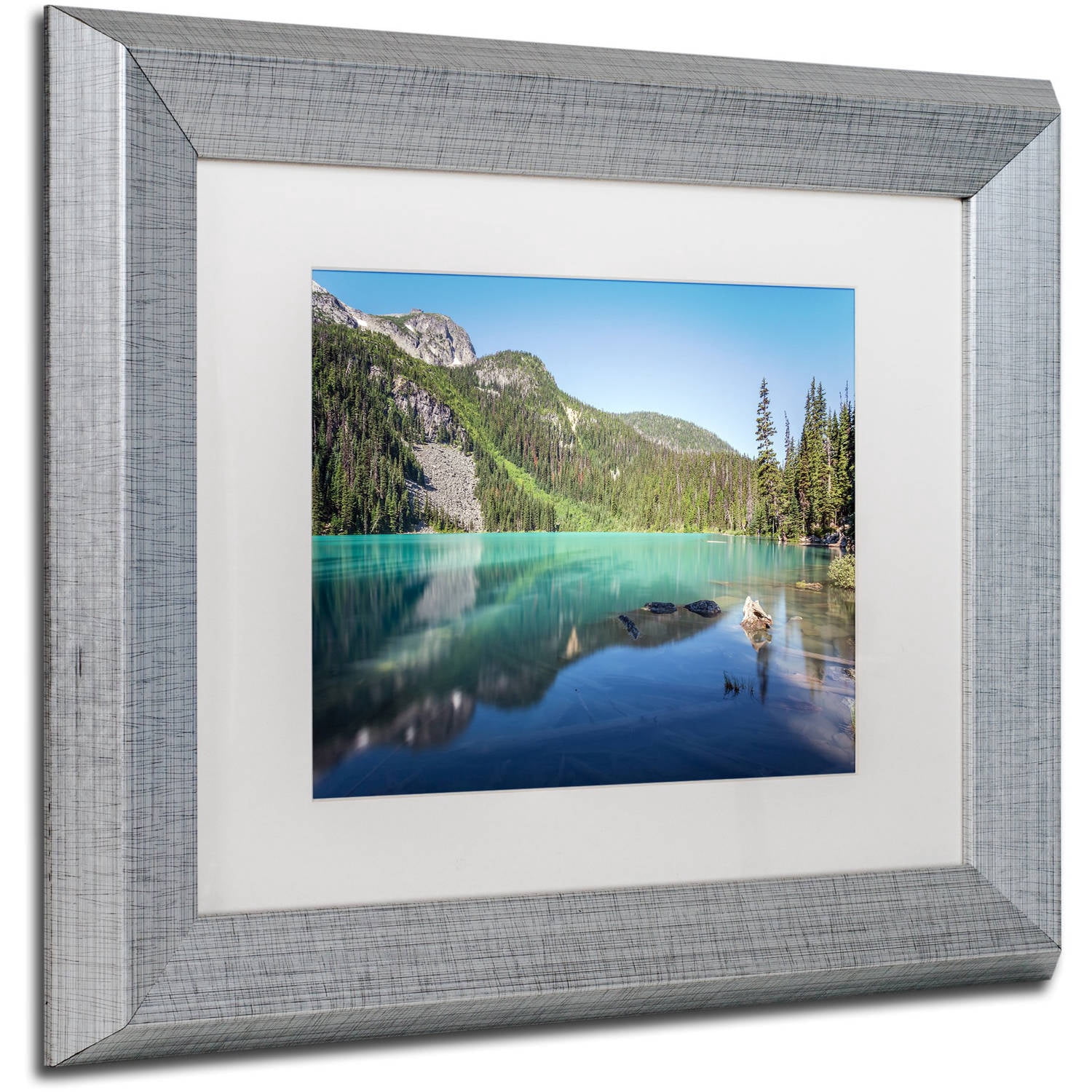 Trademark Fine Art 'Blue Joffre Lakes' Canvas Art by Pierre Leclerc, White Matte, Silver Frame