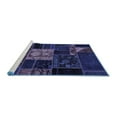 thumbnail image 2 of Ahgly Company Machine Washable Indoor Rectangle Patchwork Blue Transitional Area Rugs, 2' x 4', 2 of 4