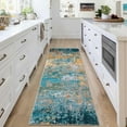 thumbnail image 2 of Haperlare Contemporary Hallway Runner Rugs Washable Low Pile Abstract Runner Rugs for Entryway Laundry Throw Rugs Glod Blue Oil Painting Runner Rug,2'x6', 2 of 7