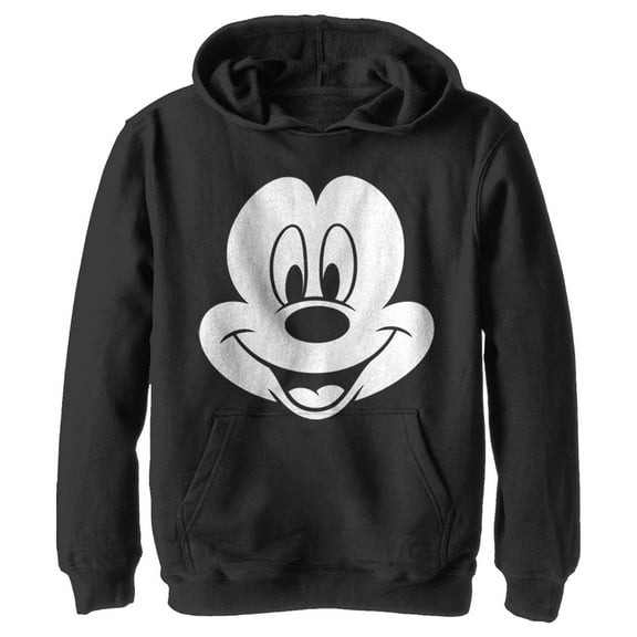 Boy's Mickey & Friends Mickey Mouse Face  Pull Over Hoodie Black Small