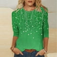 thumbnail image 3 of TKLPEHG 3/4 Sleeve T Shirts for Women Crew Neck Loose Fitted Summer Fashion Print Tshirt Dressy Casual Blouses Womens Clothes (Green,L), 3 of 6