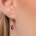 thumbnail image 3 of Gem Stone King 14K Yellow Gold Pink Topaz and Lab Grown Diamond Earrings for Women | 2.13 Cttw | Gemstone November Birthstone | Pear Shape 8X5MM, 3 of 6