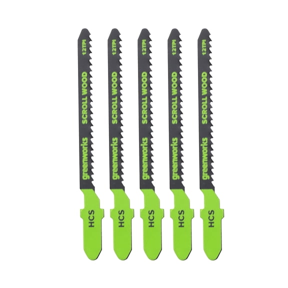 Greenworks 5-Pack of 3" Scroll Cut Wood Cutting Jigsaw Blades 12 teeth-per-inch PA53202A1