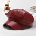 thumbnail image 6 of Kripyery Spring Summer Beret Women Faux Leather Short Brim Retro Solid Color Sun Protection Anti-UV Breathable Octagonal Cap, 6 of 7