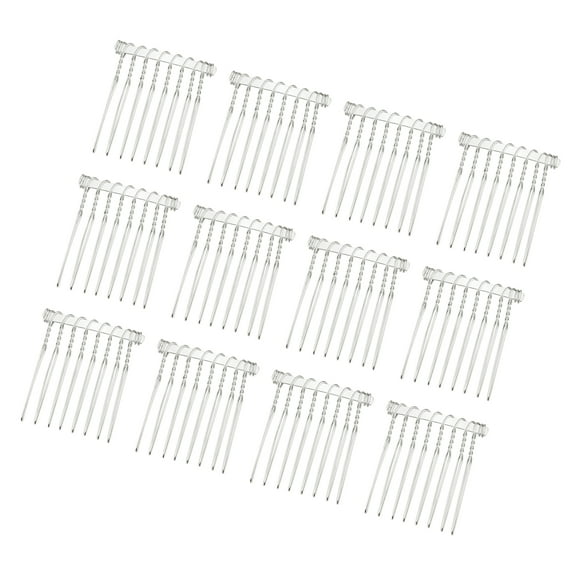 Vocoste 12 Pcs No Slip Hair Side Combs Accessories Metal 1.3" Silver Tone