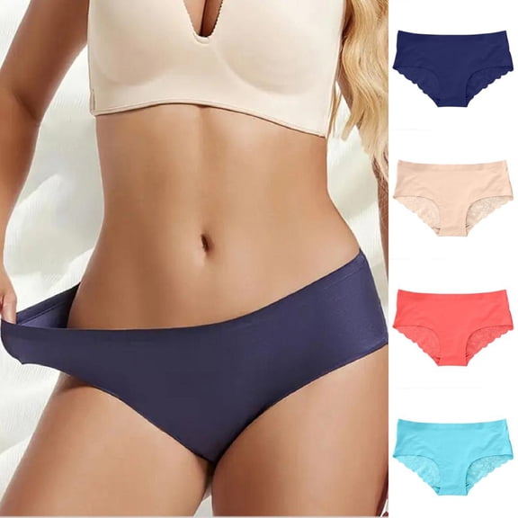 Bxsruta Women's Lace Patchwork Briefs, Soft Breathable Nylon Underwear for Daily Comfort