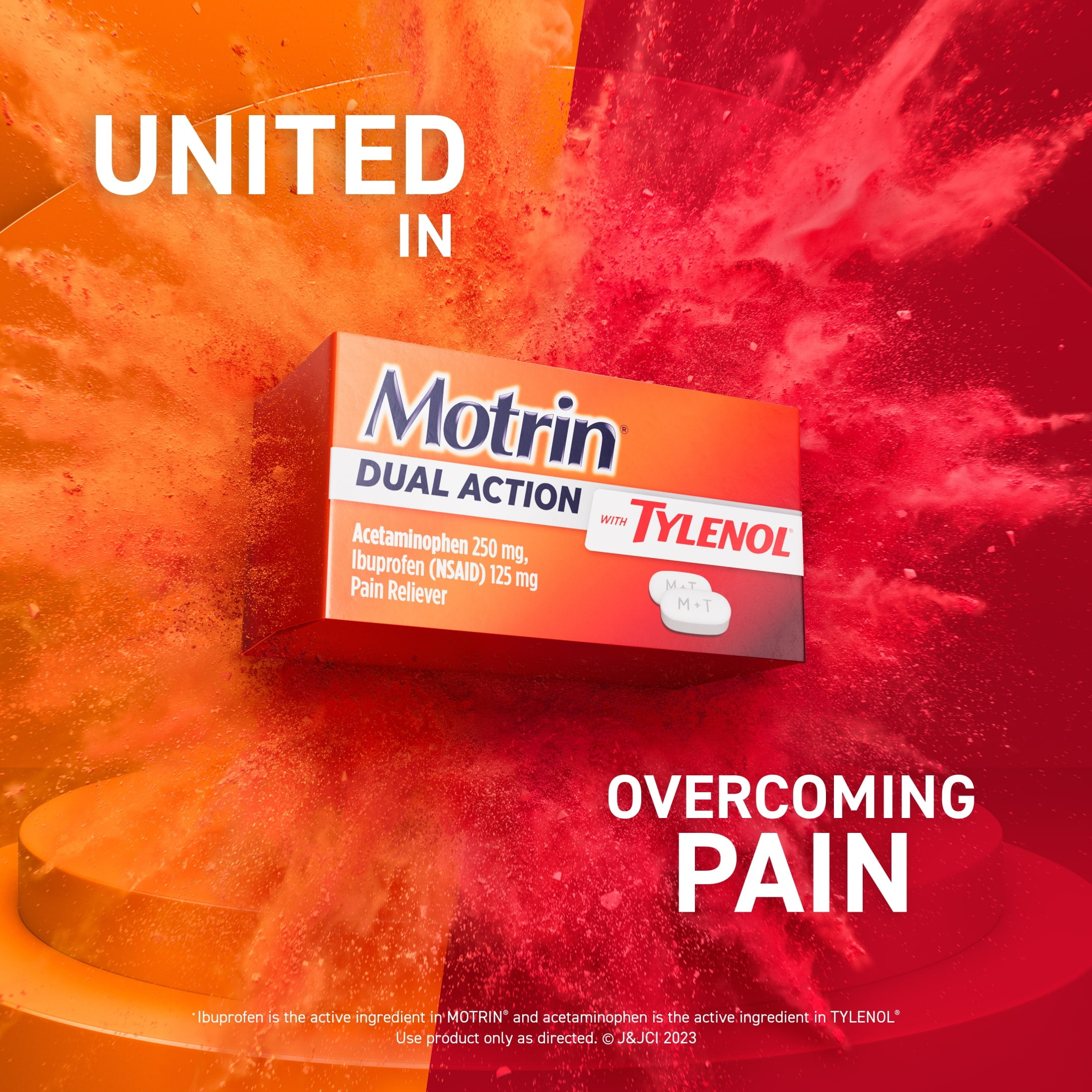 (3 pack) Motrin Dual Action with Tylenol, Ibuprofen & Acetaminophen, Value Size, 120 Count