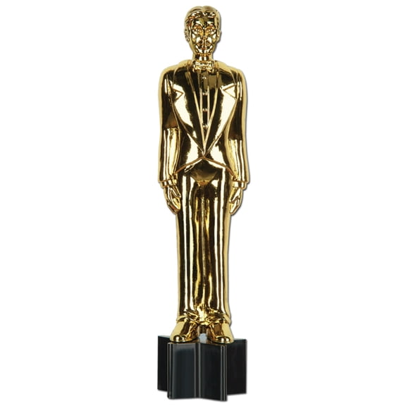 Club Pack of 12 Gold Movie Award Night Jointed Male Statuette Cutout Party Decors 66"