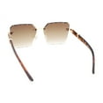 thumbnail image 4 of Womens Luxury Rimless Beveled OG Plastic Wood Buff Arm Metal Sunglasses Gold Tortoise - Brown, 4 of 4