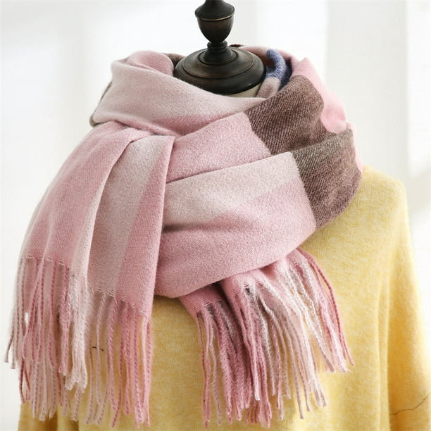 Cozy Reversible Cashmere-Like Super Soft Scarf with Tassels A/2 Colors