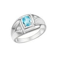 thumbnail image 3 of Rylos  Sterling Silver Classic 6X4MM Oval Blue Topaz & Sparkling Diamond Ring - Birthstone Jewelry for Men -Size 8, 3 of 7